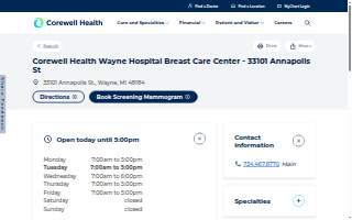 Corewell Health Wayne Hospital Breast Care Center - 33101 Annapolis St