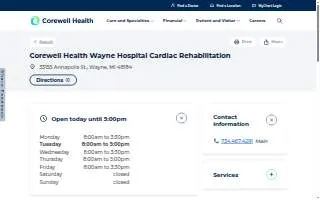 Corewell Health Wayne Hospital Cardiac Rehabilitation website