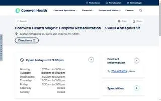 Corewell Health Wayne Hospital Rehabilitation - 33000 Annapolis St website