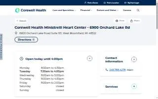 Corewell Health Ministrelli Heart Center - 6900 Orchard Lake Rd website