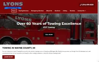 Lyons Towing of Woodhaven website