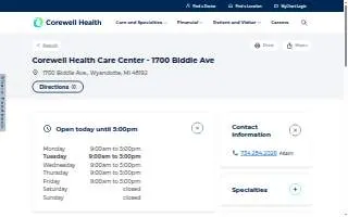 Corewell Health Care Center - 1700 Biddle Ave website