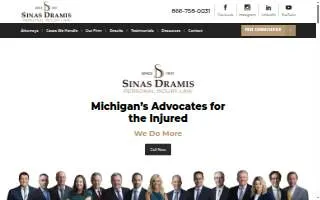 Sinas Dramis Law Firm of East Lansing website