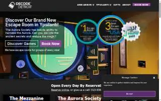 Escape room center of Ypsilanti website