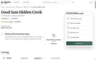 Hidden Creek Assisted Living website