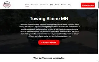 Blaine Towing Services website