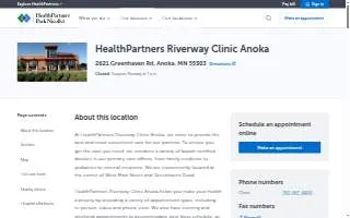 HealthPartners Riverway Clinic Anoka website