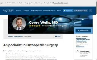 Corey Wells, MD website