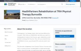 HealthPartners Rehabilitation at TRIA Physical Therapy Burnsville website