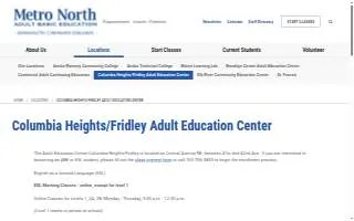 Columbia Heights/Fridley Adult website