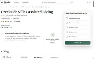 Creekside Villas Assisted Living website