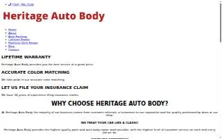 Heritage Auto Body website