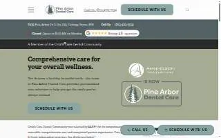 Pine Arbor Dental Care website