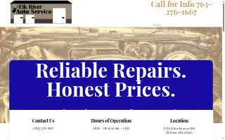 Elk River Auto Repair website