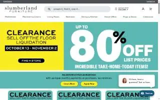 Slumberland Furniture of Ham Lake website
