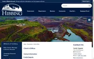 Hibbing City Clerk website