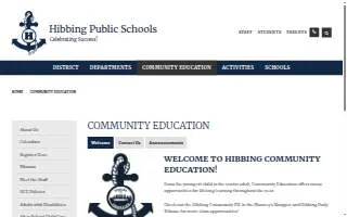 Hibbing Community Education website