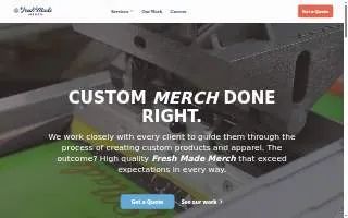 Fresh Made Merch website