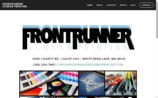 Frontrunner Screen Printing website