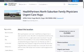 HealthPartners North Suburban Family Physicians Urgent Care Hugo