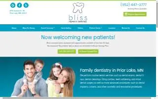 Bliss Family Dental website