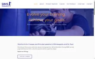 Sims Martial Arts Training website