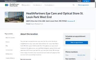 HealthPartners Eye Care and Optical Store St. Louis Park West End website