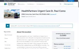 HealthPartners Urgent Care St. Paul Como website