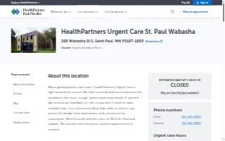 HealthPartners Urgent Care St. Paul Wabasha website