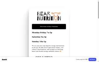 Bear Nutrition website