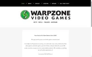 Warpzone Video Games website