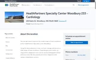 HealthPartners Cardiology Woodbury website
