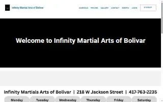 Infinity Martial Arts of Bolivar website
