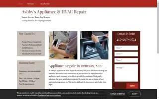 Ashby's Appliance & HVAC Repair website