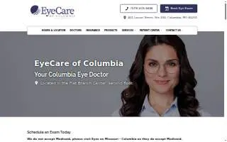 EyeCare of Columbia website