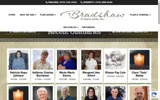 Bradshaw Funeral Home, Inc. website