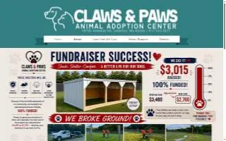 Claws and Paws Animal Adoption Center website