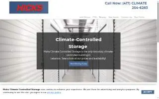 Hicks Climate Controlled Storage website