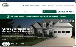 Precision Garage Door Service of Springfield website