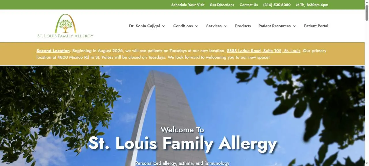St. Louis Family Allergy of Oakville website
