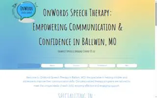 OnWords Speech Therapy of Spanish Lake website