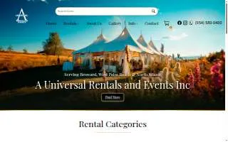 Universal Rentals and Events of University City website