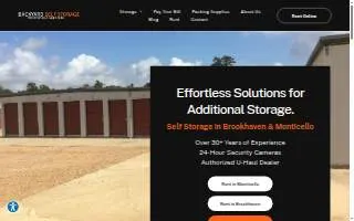 Backyard Self Storage website