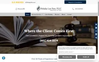Holaday Law Firm, LLC of Flowood website