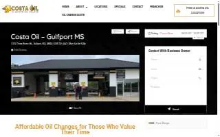 Costa Oil - 10 Minute Oil Change - Gulfport website