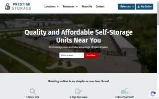 Prestige Storage - Jackson website