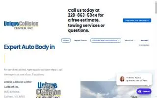 Unique Collision Center Ocean Springs Inc. website