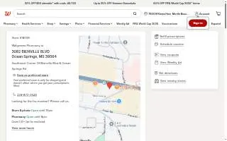 Walgreens Pharmacy of Ocean Springs website