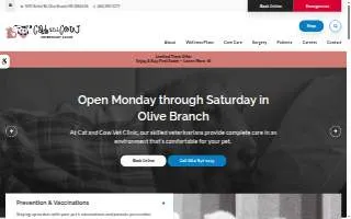 Cat and Cow Veterinary Clinic website