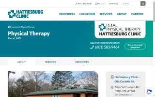 Hattiesburg Clinic Petal Physical Therapy website
